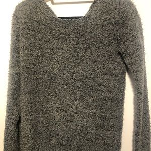 Fuzzy Grey Casual Sweater